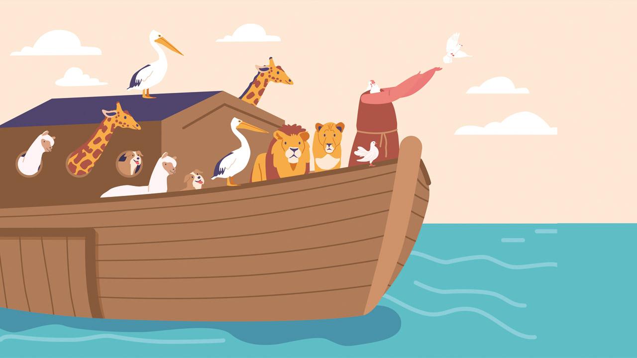 Arche Noah mit Tieren 