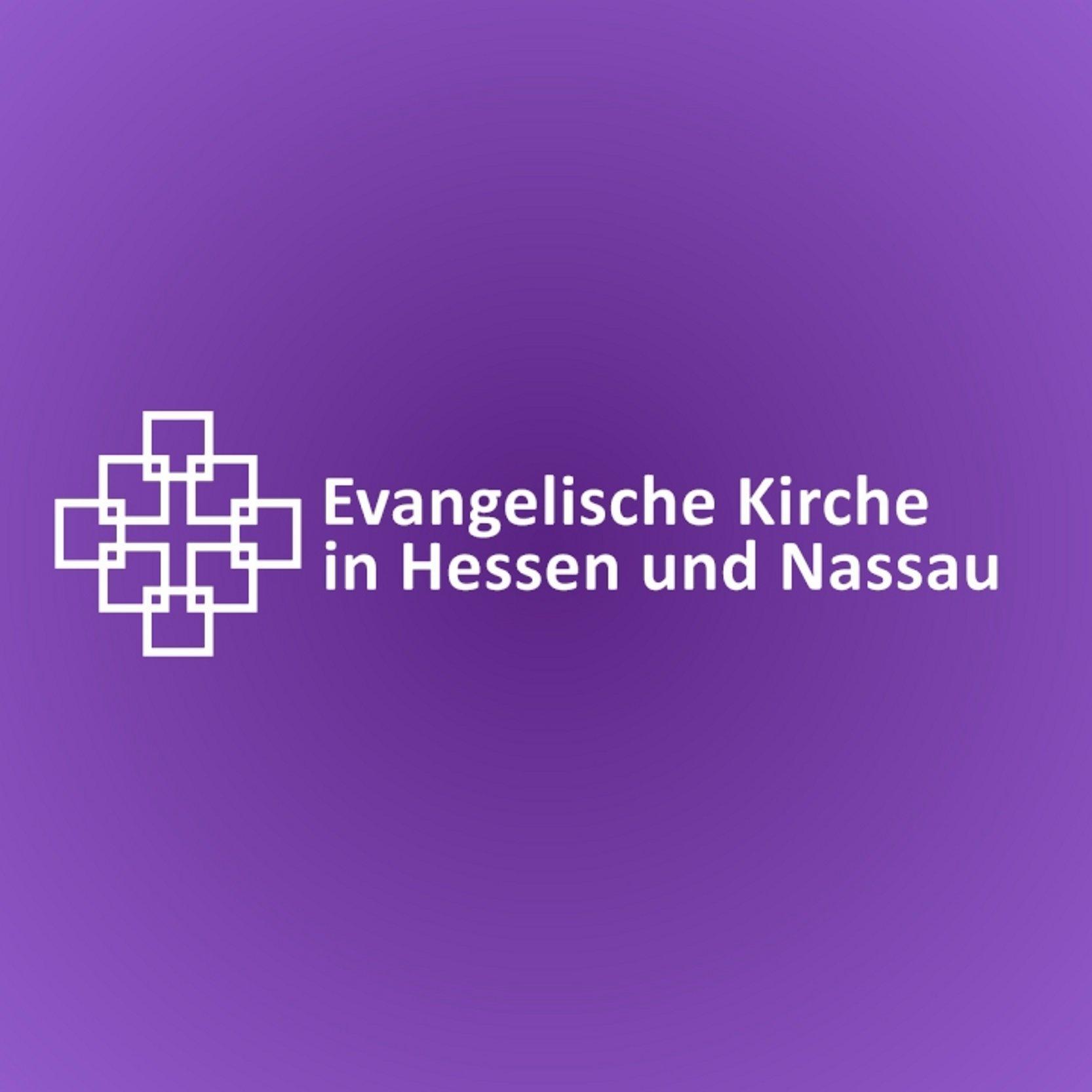 Facettenkreuz und Text "Evangelische Kirche in Hessen und Nassau"
