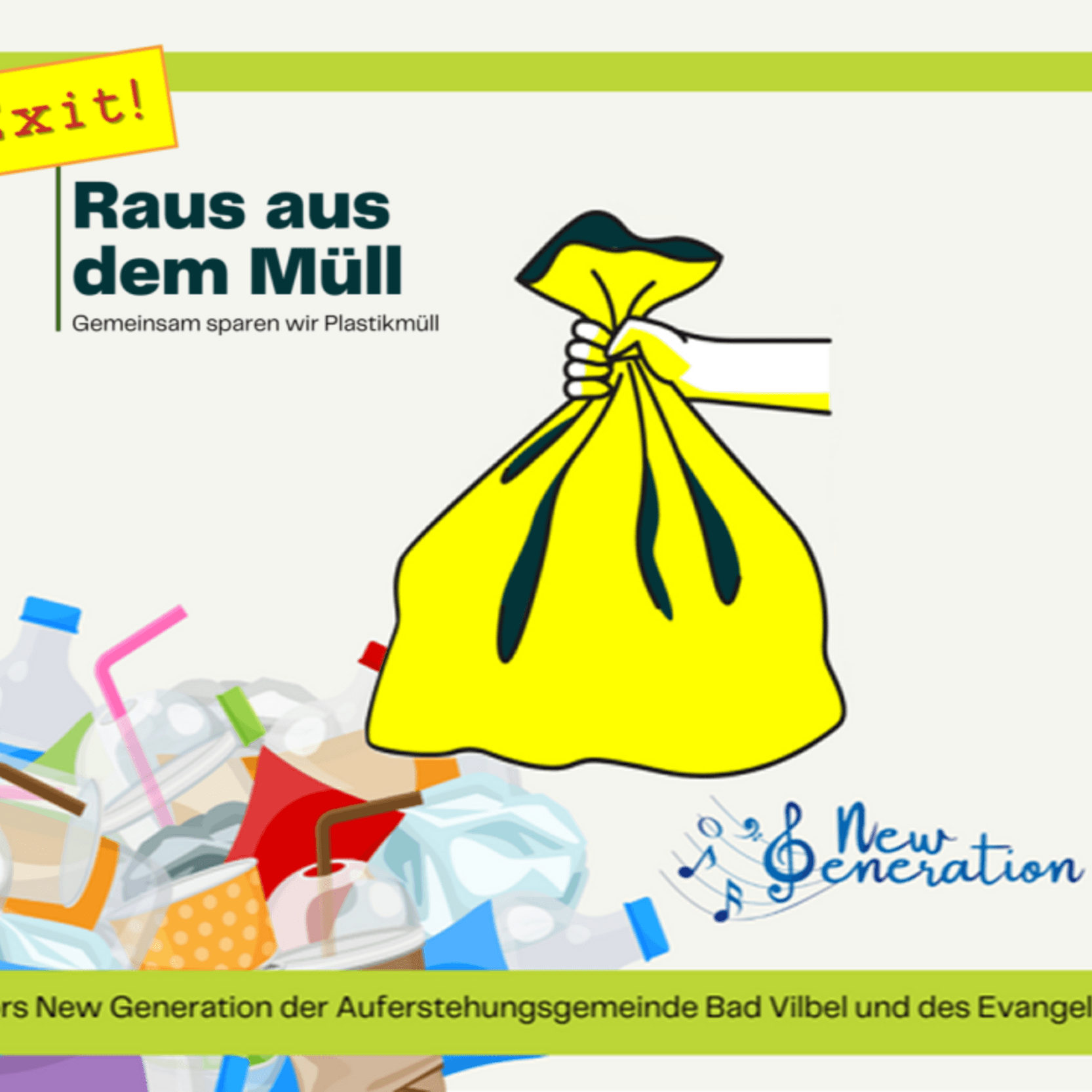 Zeichnung: Plastikmüll, Sach zum Einsammeln