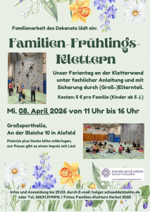 Einladungtext mit zwei Fotos, Kinder klettern an der Kletterwand