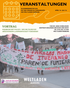 Das Bild zeigt eine Gruppe Menschen in Argentinien, die gegen den Sojaanbau demonstriert.