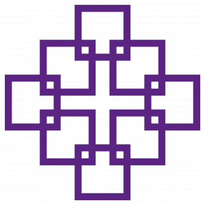 Facettenkreuz. Man sieht das lilafarbene Logo der EKHN.