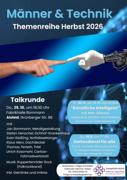 Beschreibung des Abends, Foto mit Menschenhand berührt Computerhand
