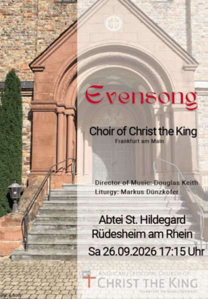 Plakat für Evensong in Abteikirche St. Hildegard