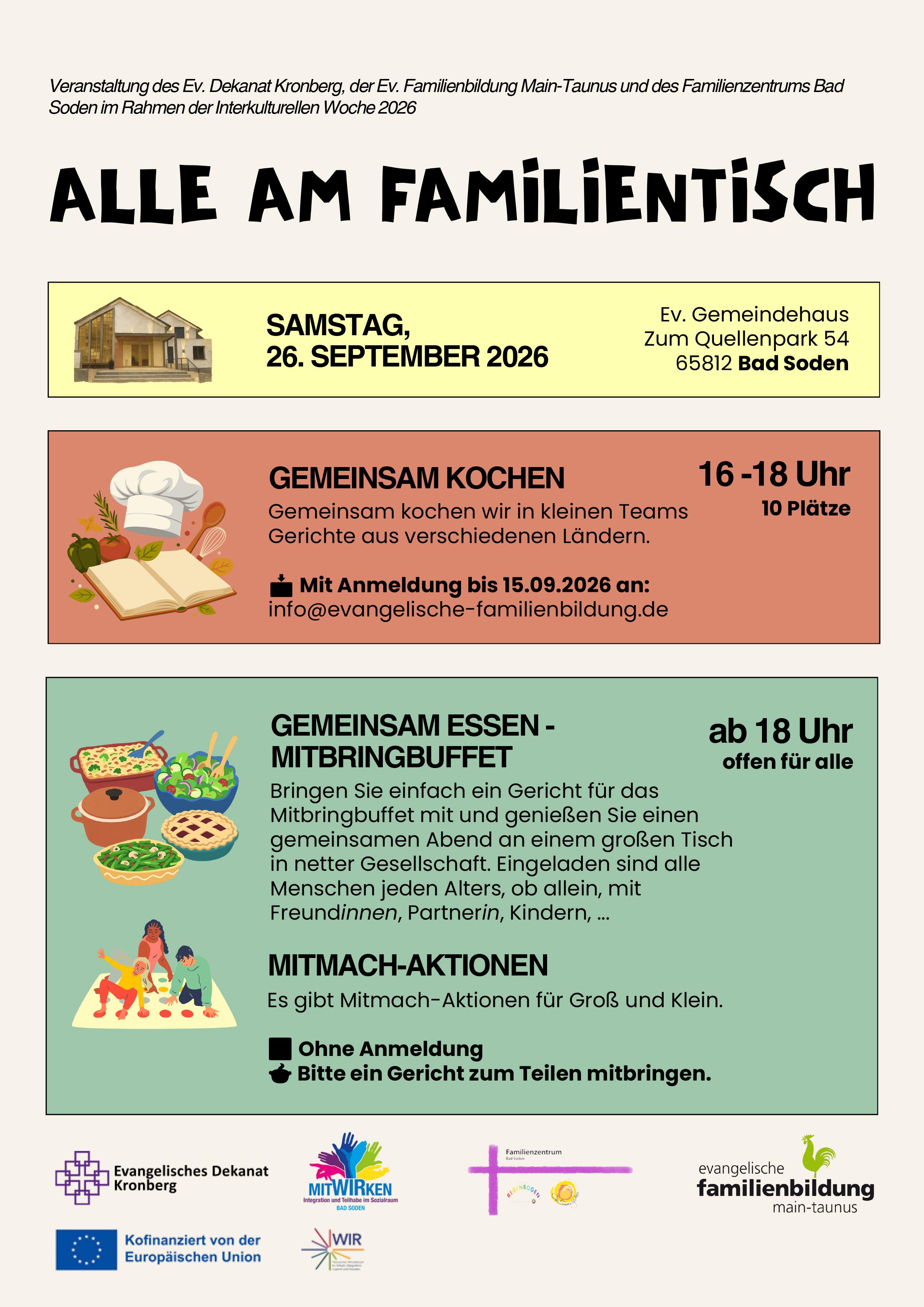 Flyer der Aktion Alle am Familientisch zur Interkulturellen Woche