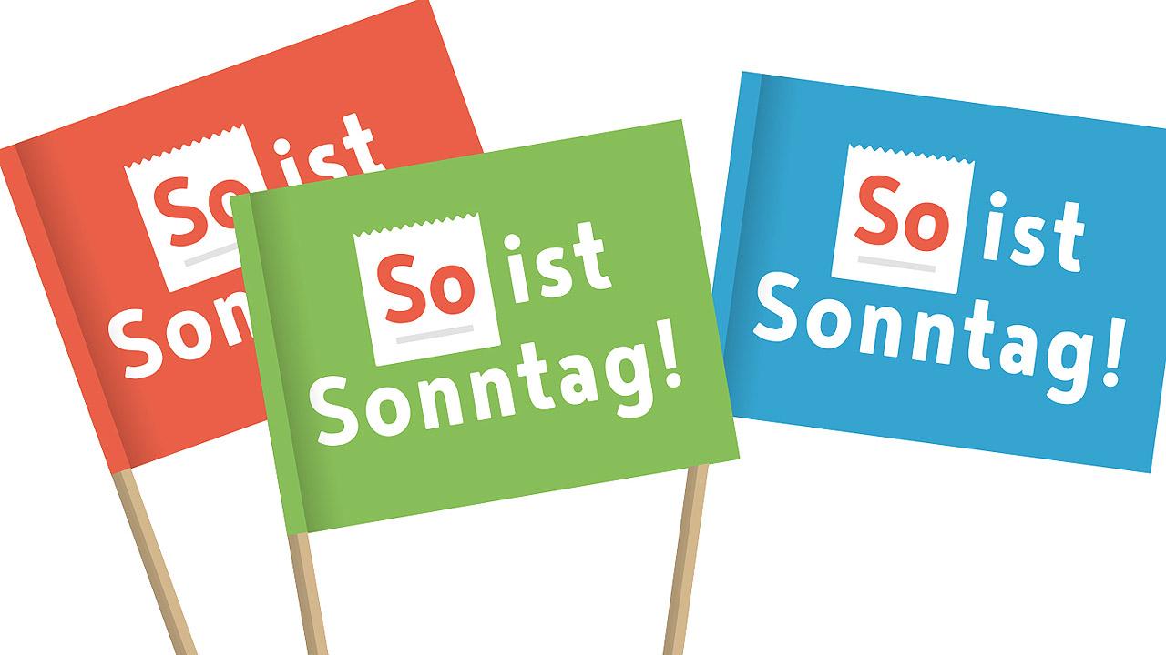 So ist Sonntag Fähnchen mit der Aufschrift "So ist Sonntag"