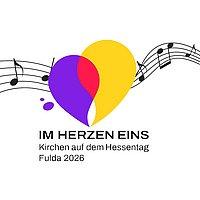 Musik und Hessentag Logo des bunten Hessentagsherzes und Musiknoten
