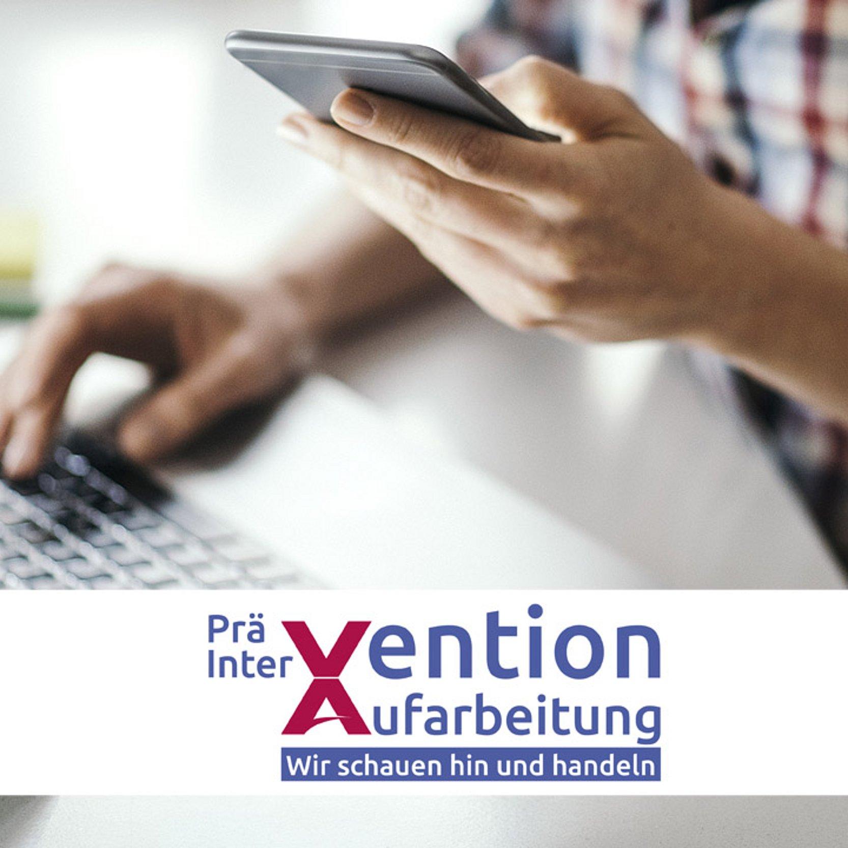 Meldeportal Laptop und Logo: Prävention, Intervention, Aufarbeitung