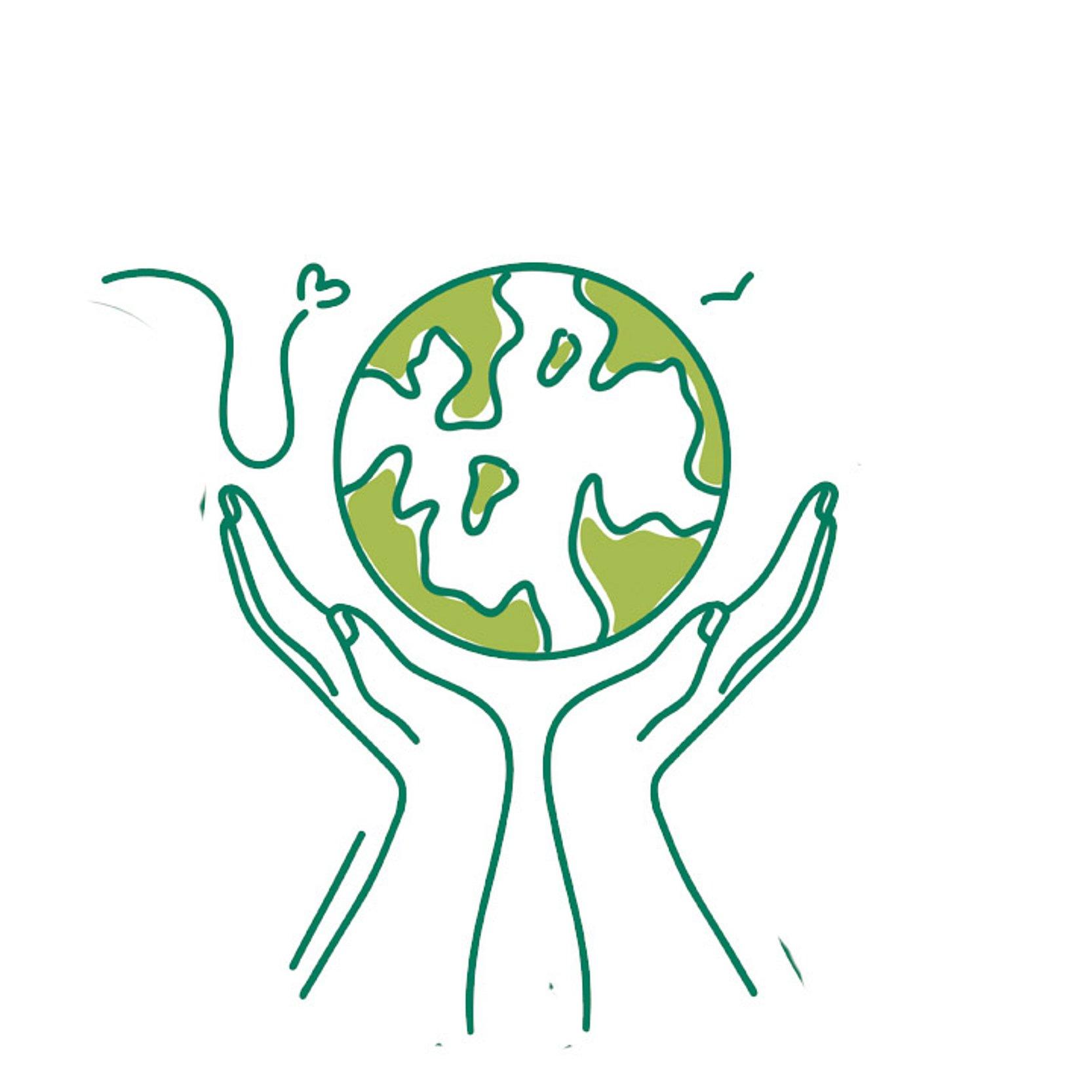 Klimafasten Grafik mit Händen, die die Erdkugel halten