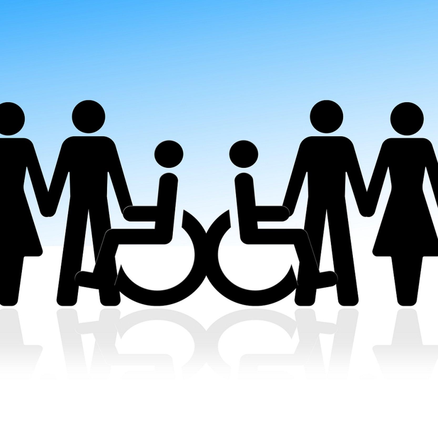 Grafik Personengruppe mit Rollstuhlfehrer*innen