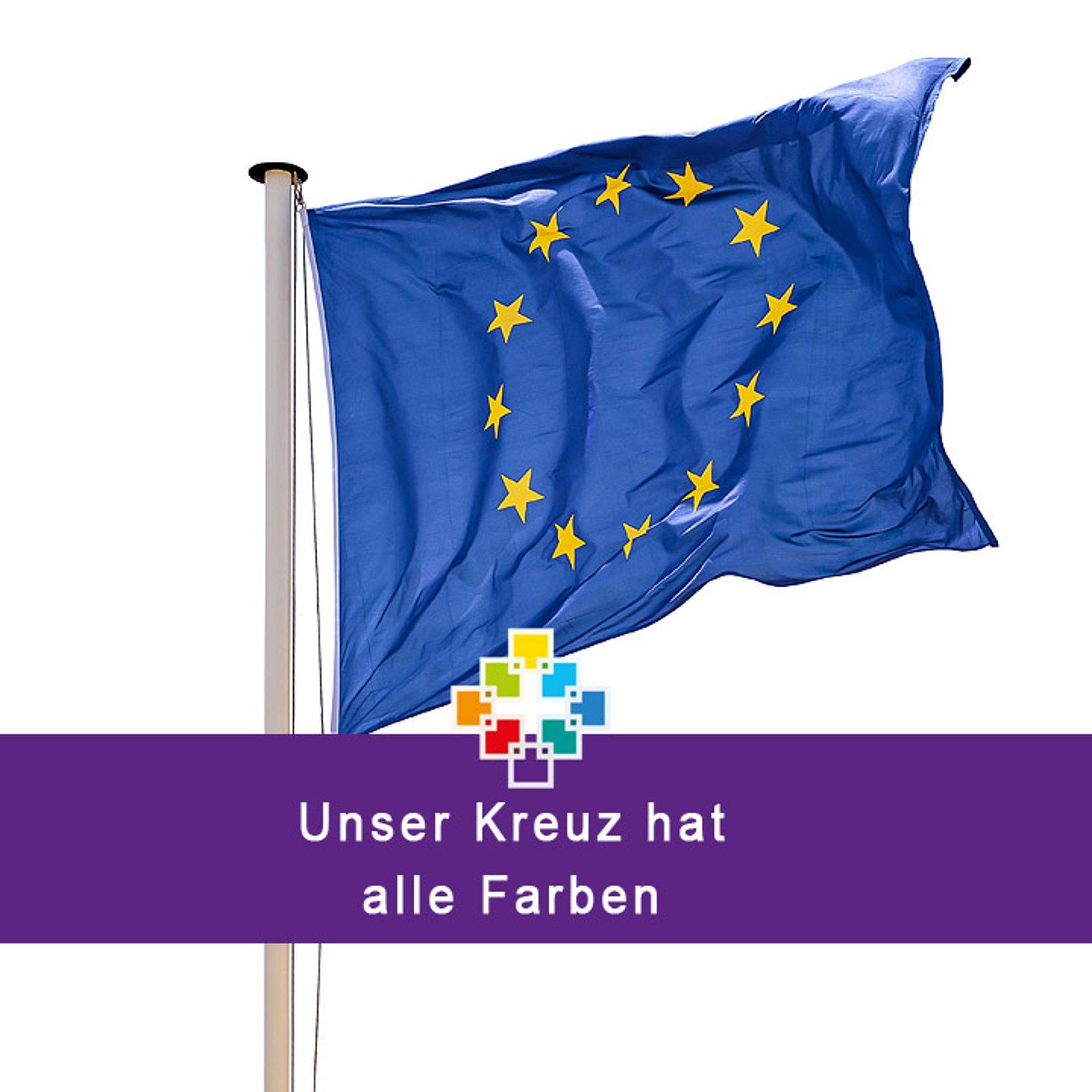 Europa und Demokratie Eine Europaflagge mit gelben Sternen