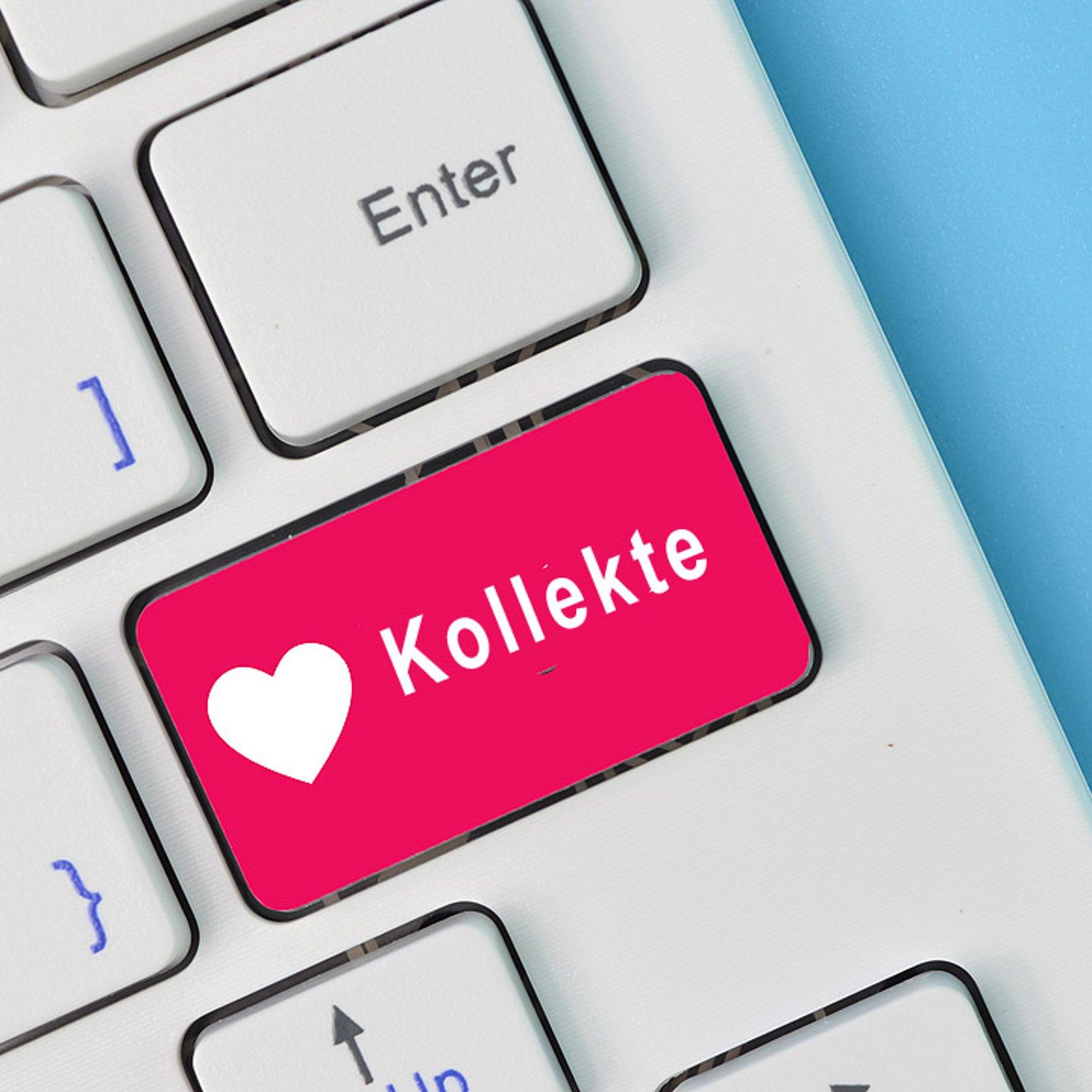 Online-Kollekte Tastatur mit dem Wort "Kollekte"