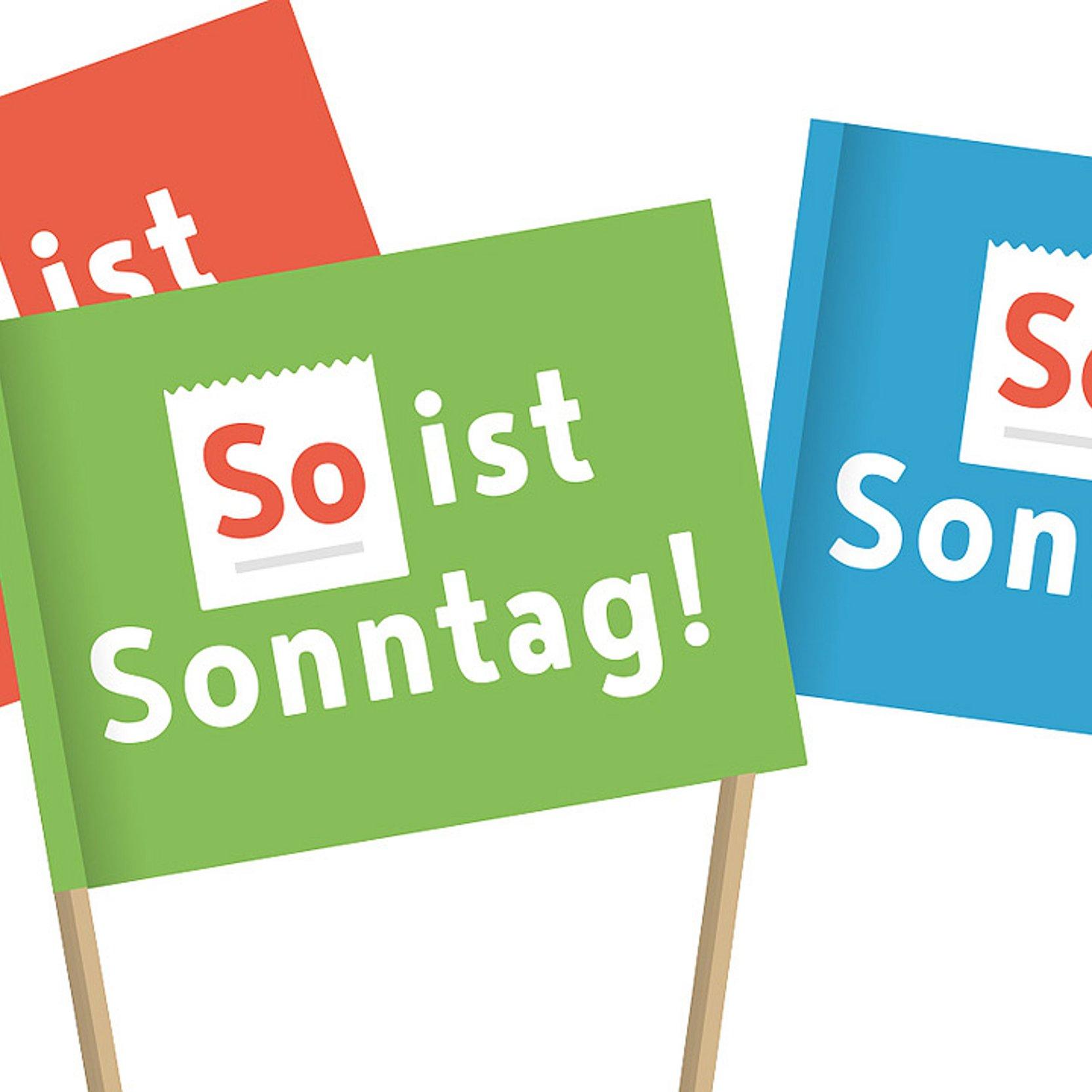 So ist Sonntag Fähnchen mit der Aufschrift "So ist Sonntag"