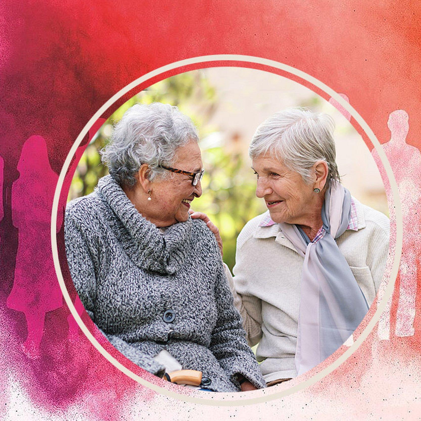 Senioren und Demenz Zwei ältere Frauen unterhalten sich