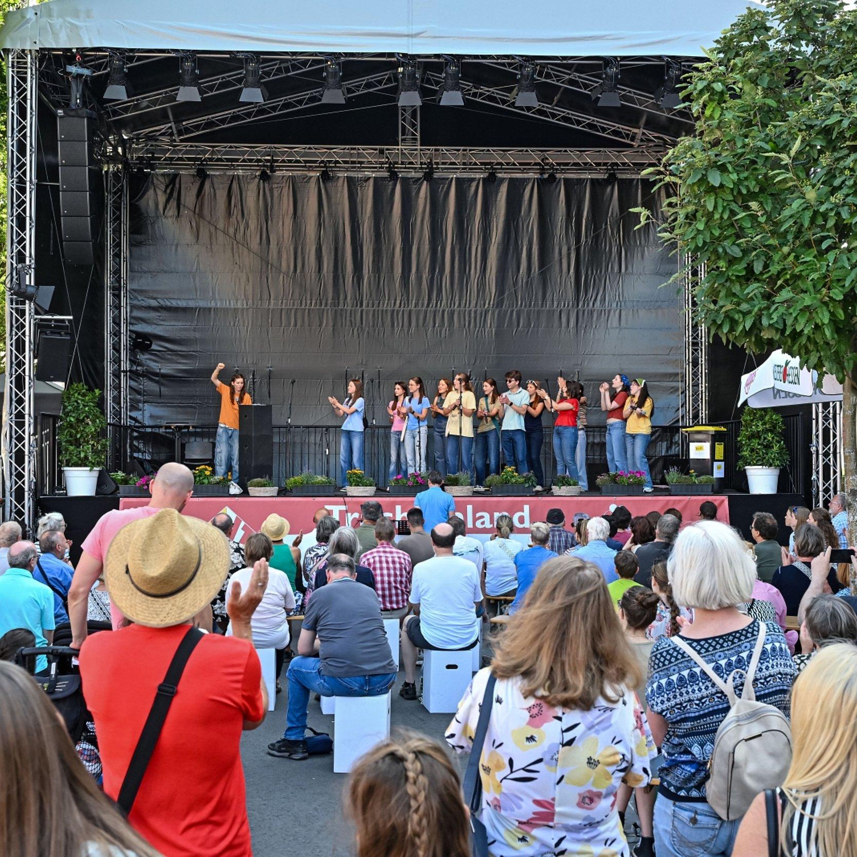 Musical Exit Hessentag 2025 Publikum Gesamtansich Bühne mit Publikum im Vordergrund