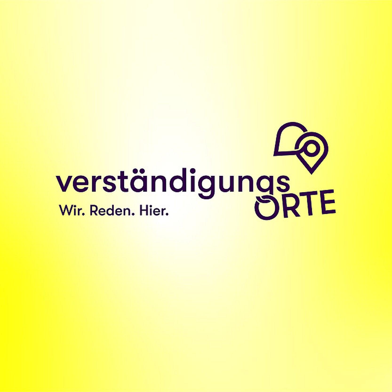 #VerständigungsOrte Wort "Verständigungsorte" auf gelbem Hintergrund