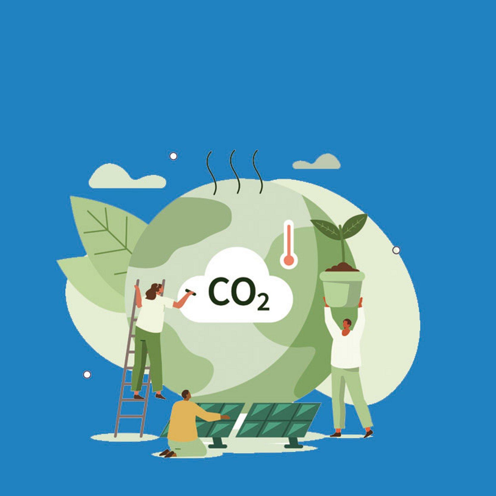 Klima schützen Grafik mit grüner Weltkugel