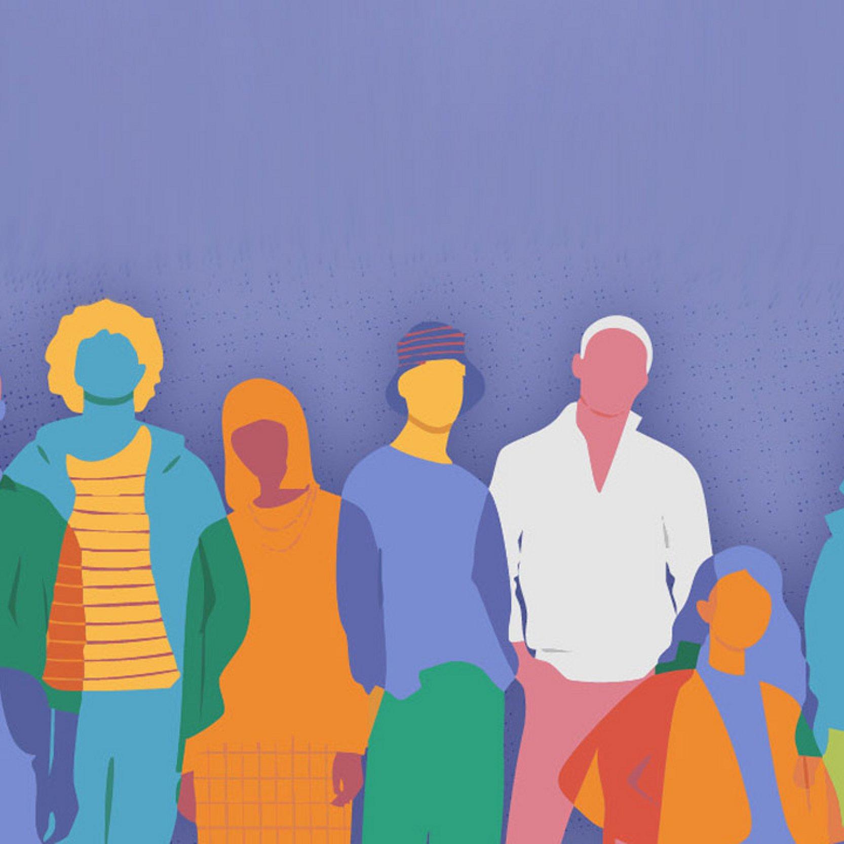 Demokratiefest in Gießen Farbige Silhouetten von Menschen