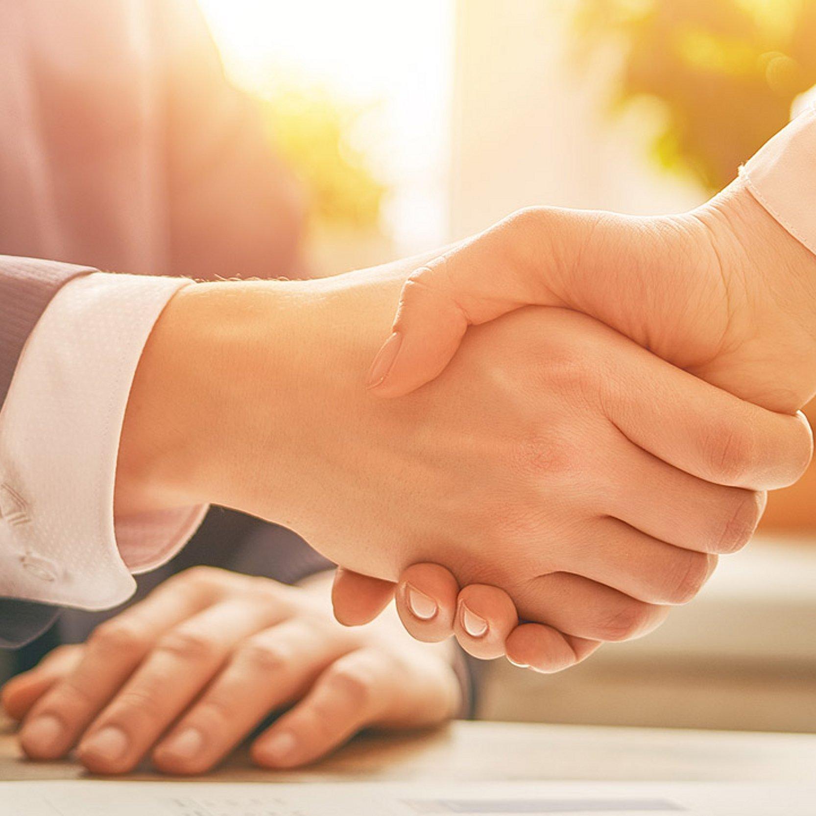 Hände schütteln 2 Hände, die sich schütteln