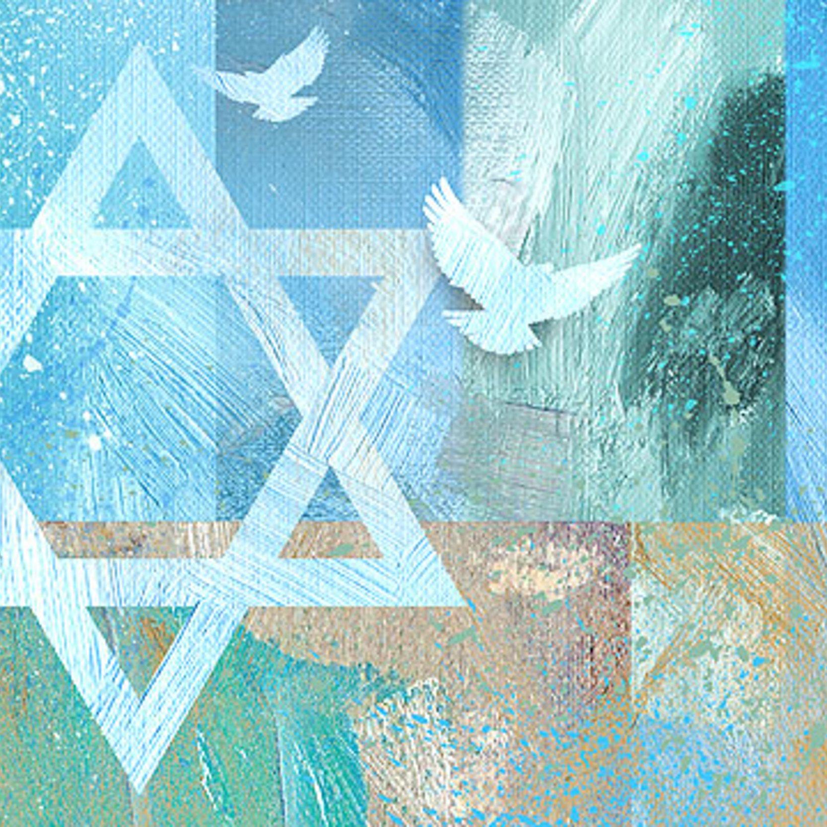 Hoffnung auf Frieden in Israel Davidstern und Friedenstauben
