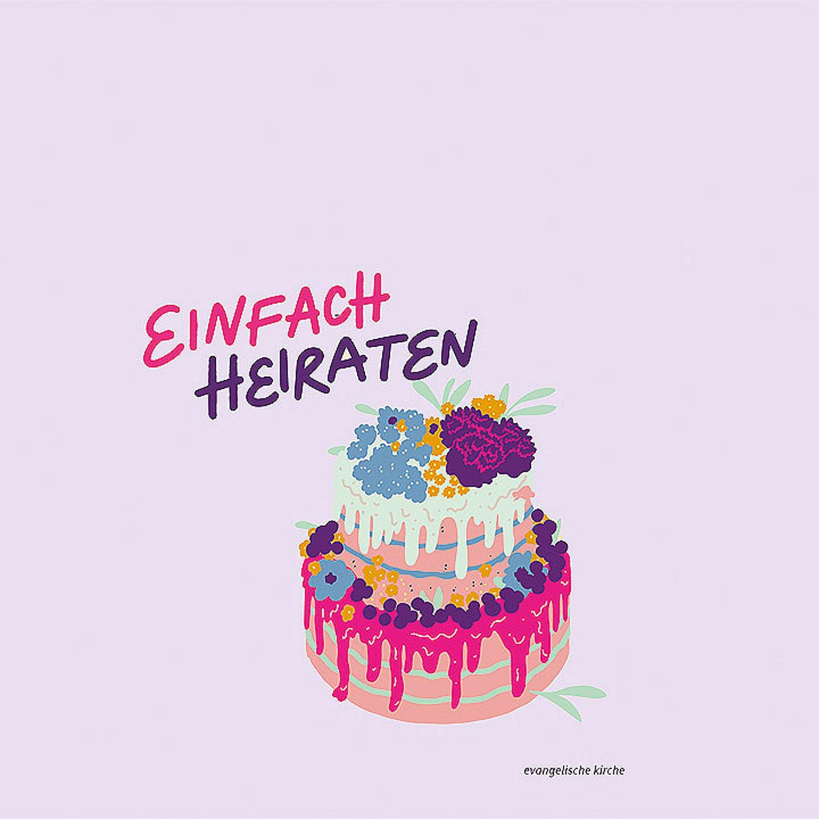 Einfach heiraten Grafik mit einer bunten Torte