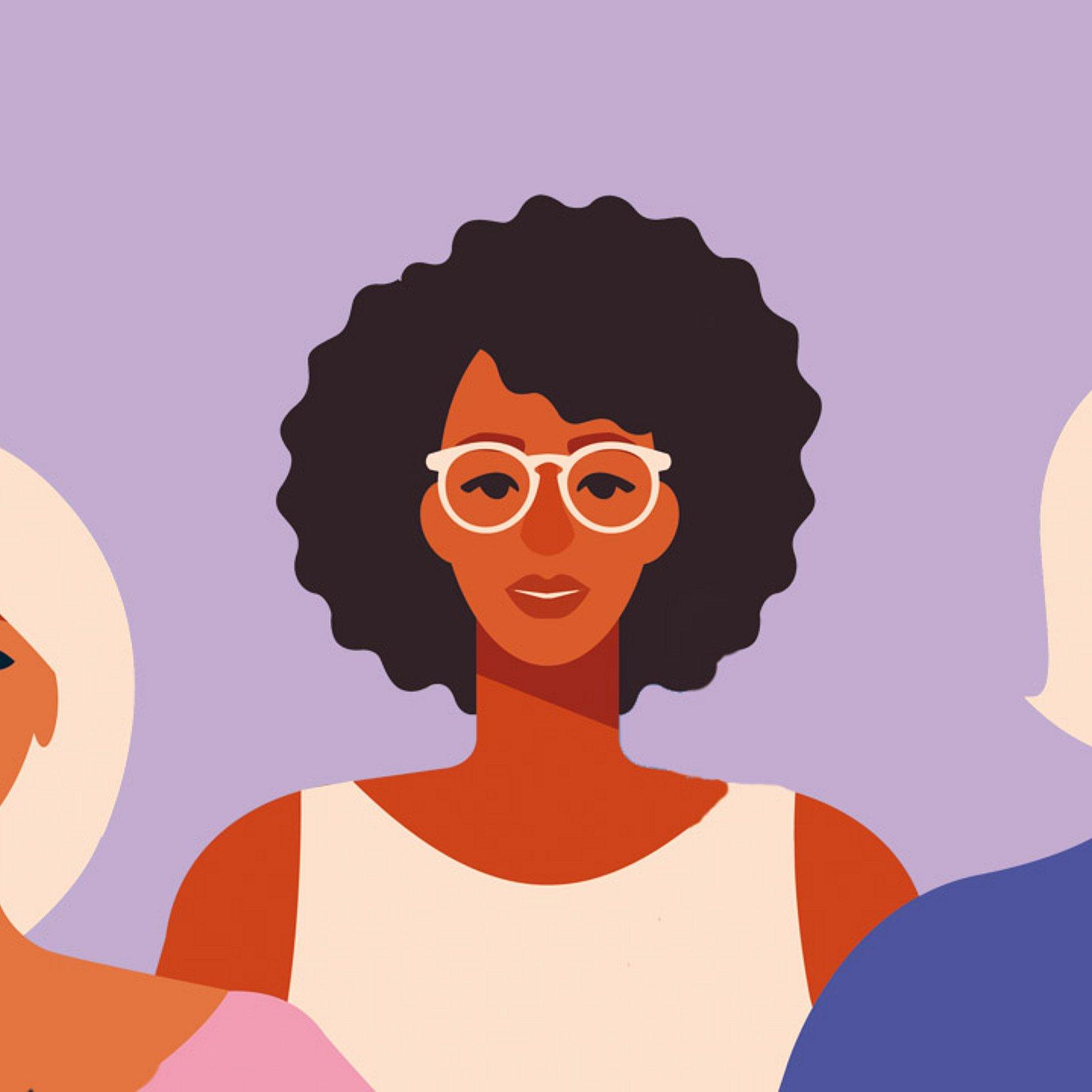 Frauen Grafik mit drei weiblichen Gesichtern