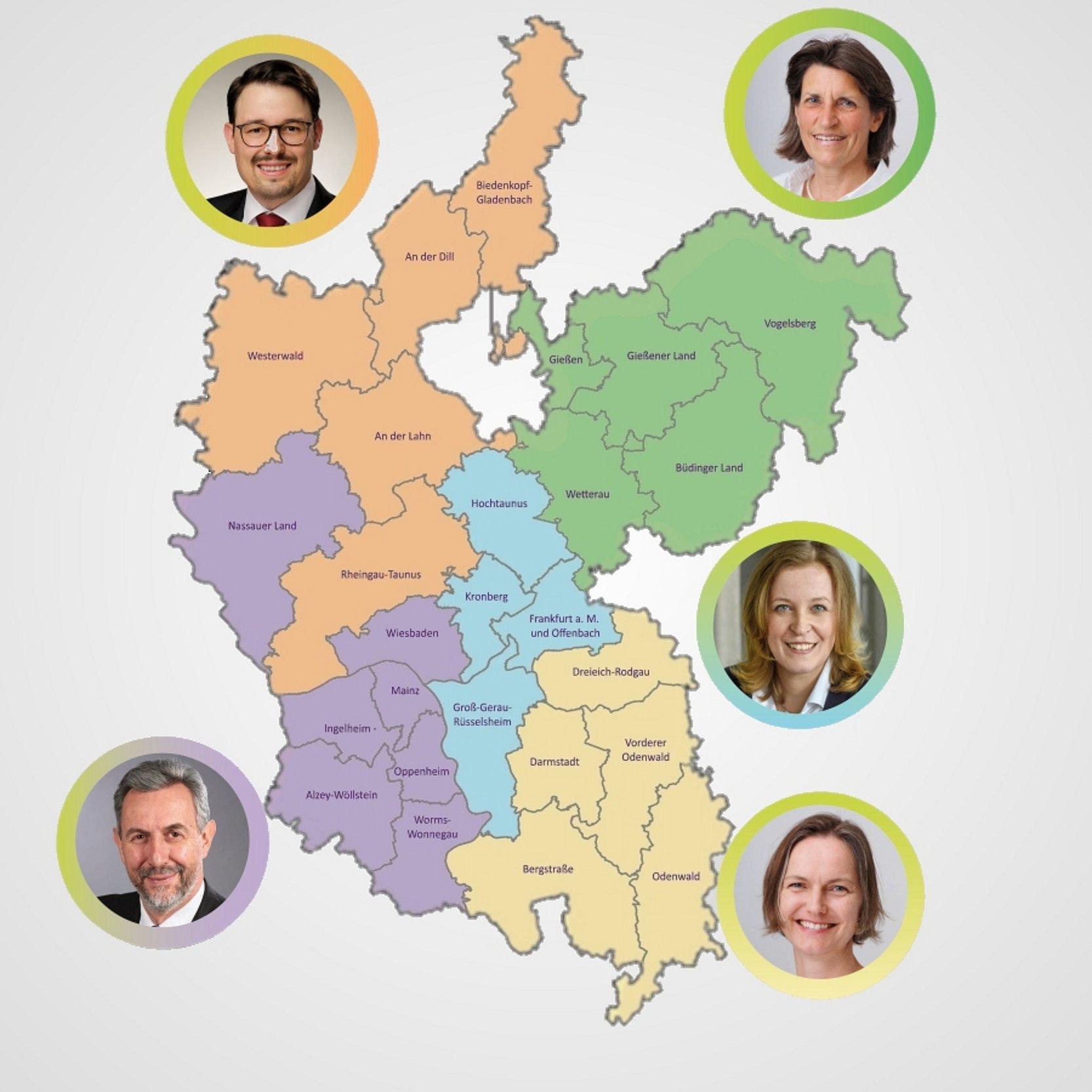 EKHN Zuständigkeiten TU Landkarte mit Portraits