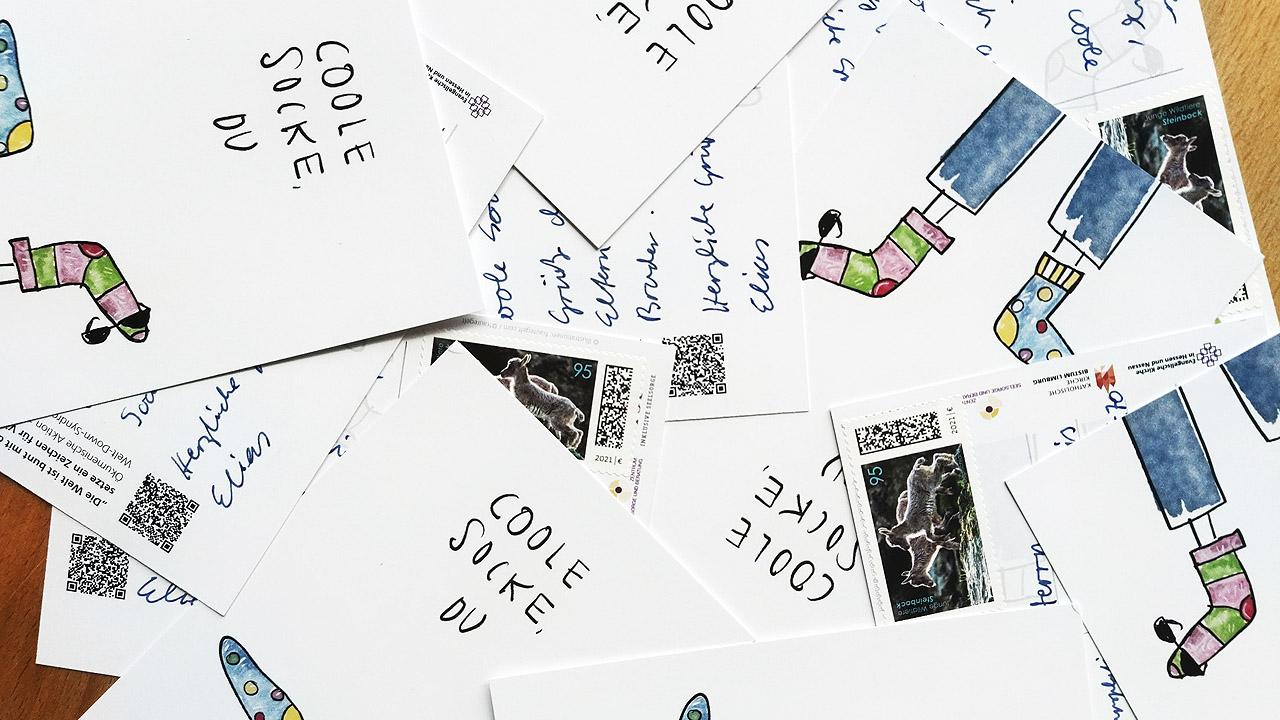 Postkarten Coole Socke Postkarten mit Socken-Motiv