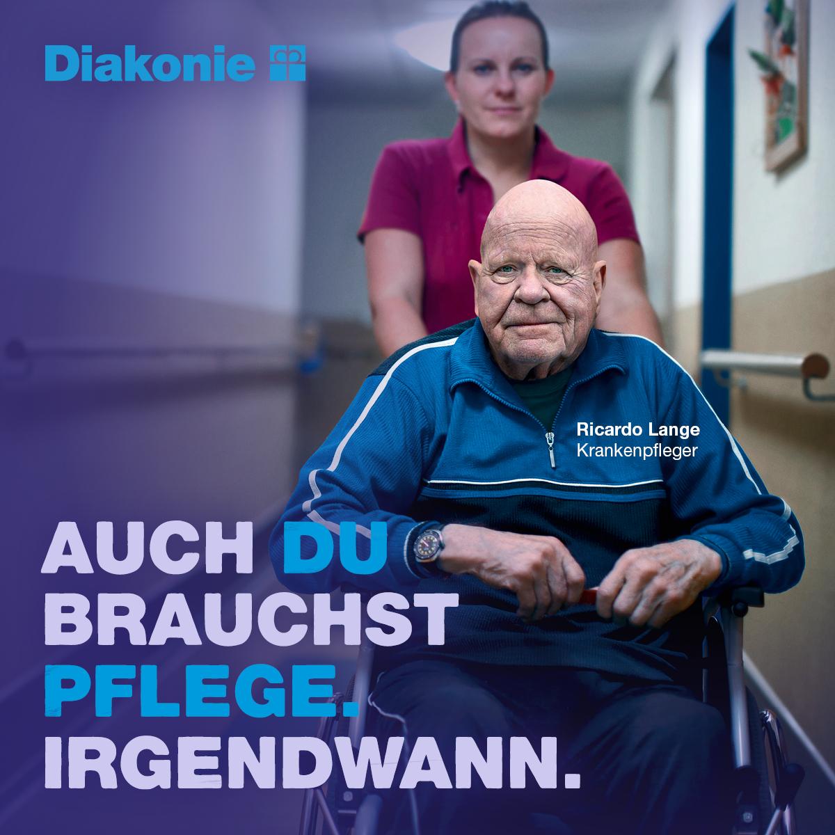 Diakonie Pflegekampagne Ricardo Lange Ricardo Lange im Rollstuhl