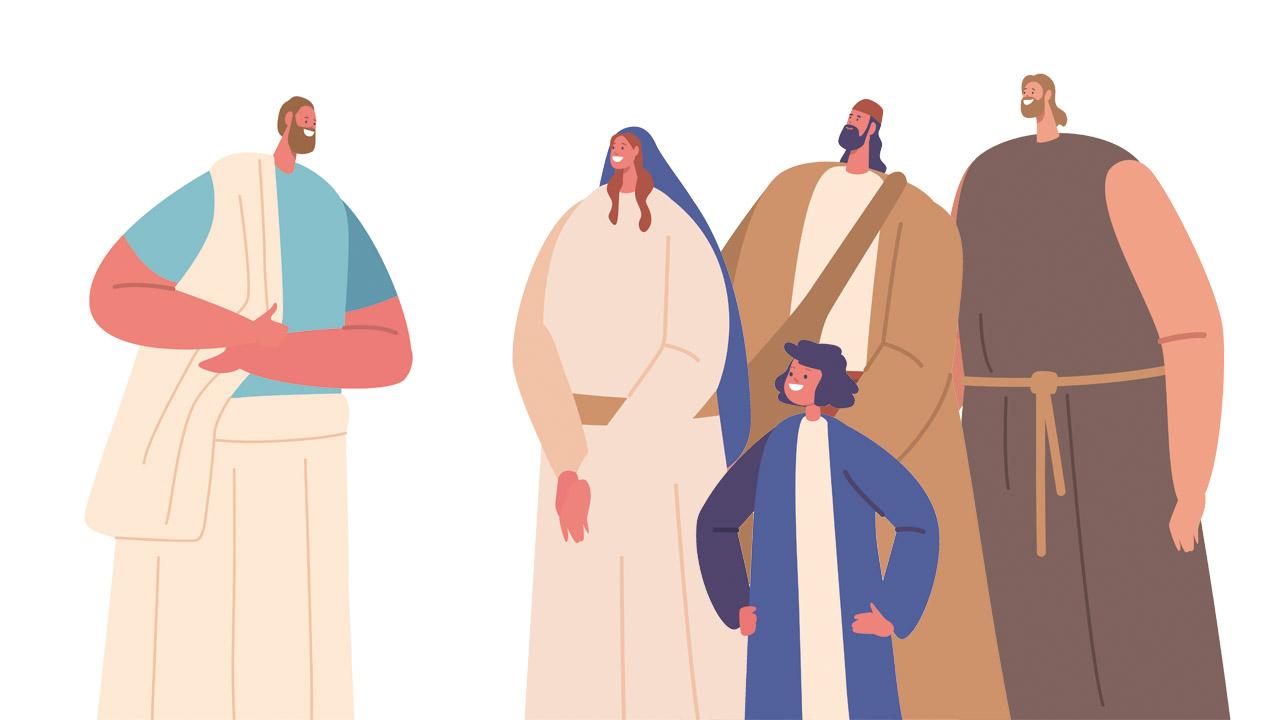 Apostel Ein Mann hält vor mehreren Menschen eine Predigt