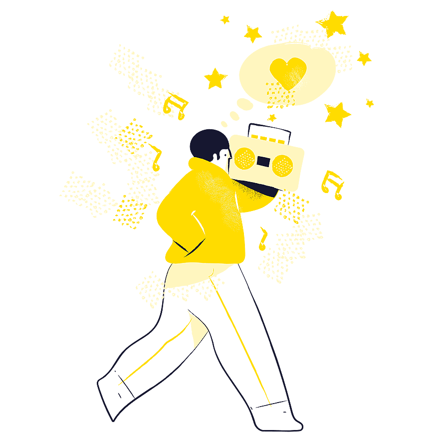 Weihnachtsatmosphäre Mann mit Radio - Weihnachtslieder