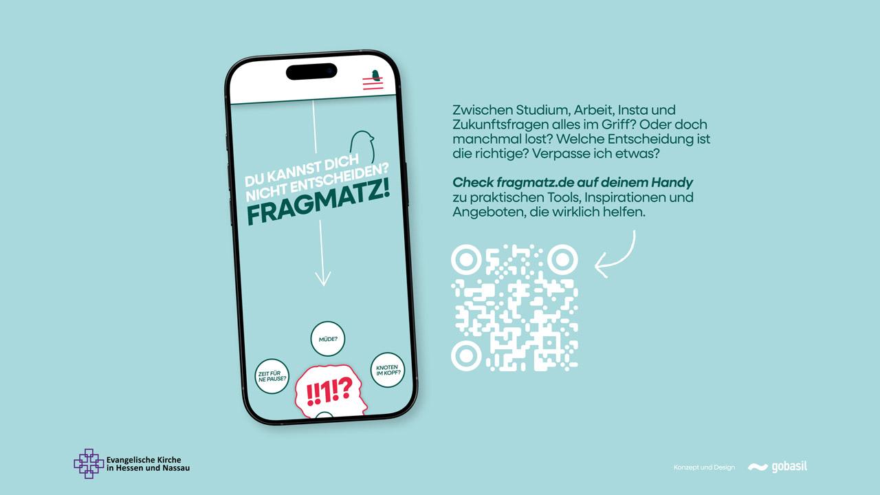 Impulspost Frag Matz mit QR-Code Grafik mit Smartphone