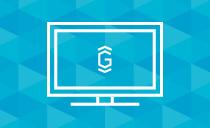 Online beten Grafik mit hellblauen Kachelhintergrund, auf der ein Monitor in weißen Linien dargestellt ist, im Monitor ein großes G für Gebet