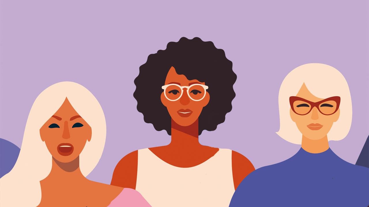 Grafik mit drei weiblichen Gesichtern