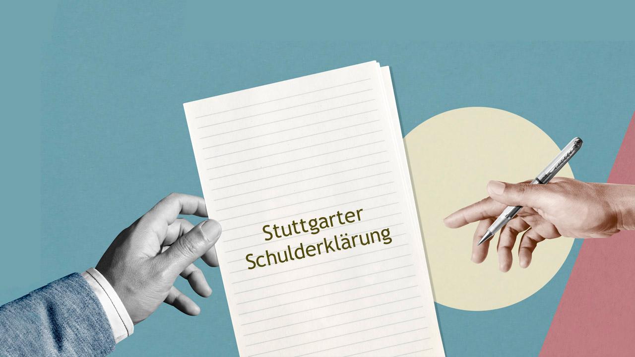 Papier mit den Worten Stuttgarter Schulderklärung