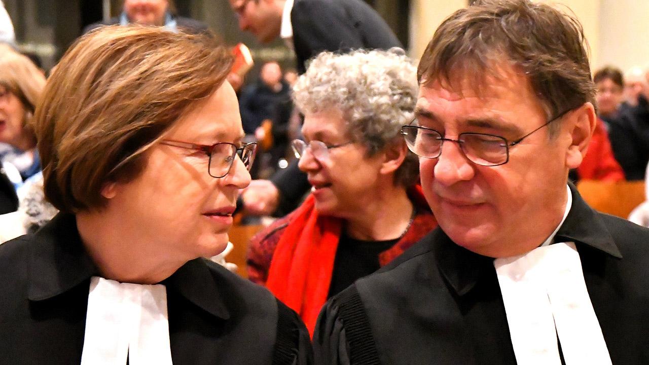 Ulrike Scherf und Volker Jung Ulrike Scherf und Volker Jung im Talar