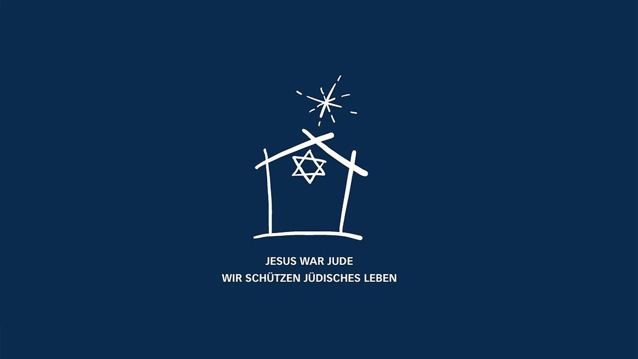 Schutz jüdischen Lebens Gezeichnete Krippe mit Davidstern: Jesus war Jude