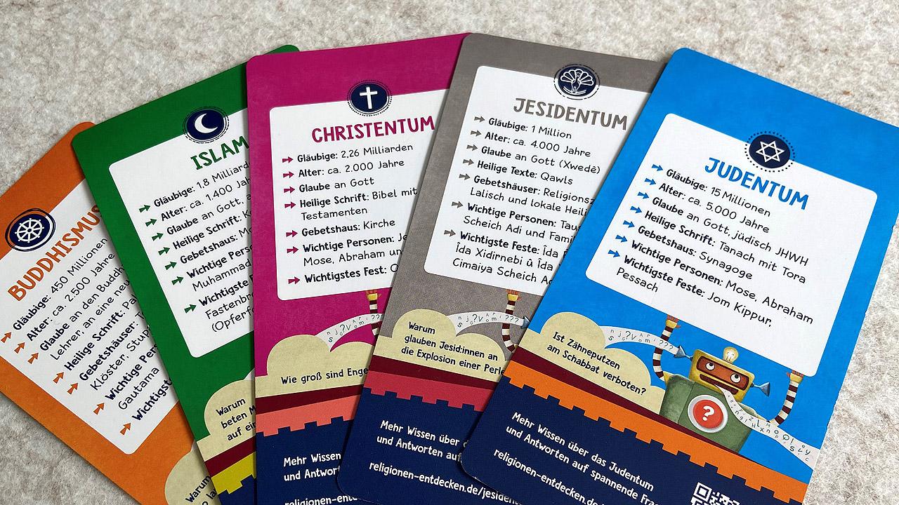 Karten zu Religionen Karten mit Steckbrief zu Religionen wie Judentum, Islam, Christentum, Buddhismus, Hinduismus, Jesidentum und anderen