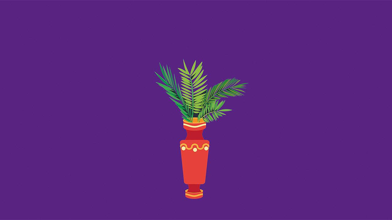 Palmsonntag Vase mit Palmwedel