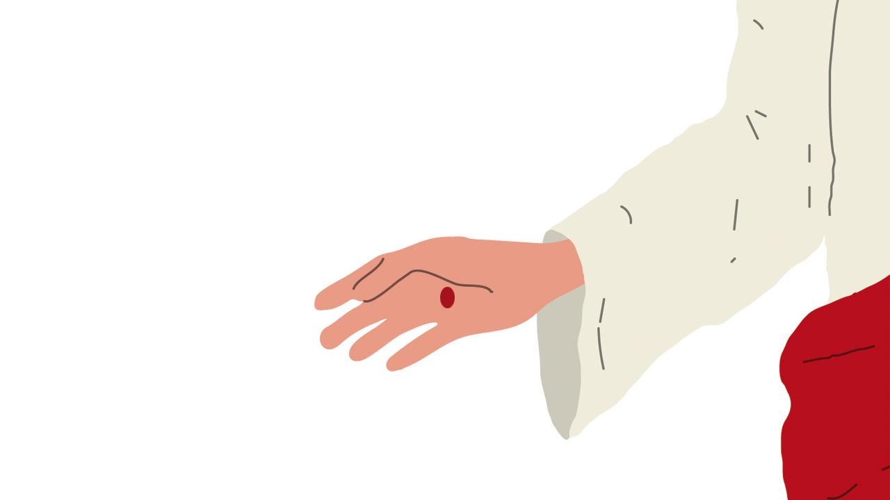 Auferstandener Jesus Hand mit Wundmal