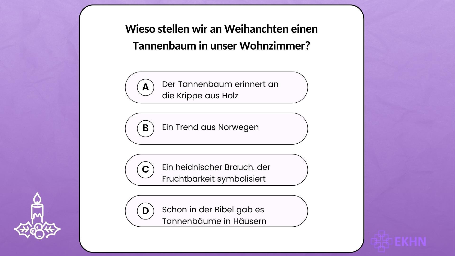 Weihnachtsquiz Wieso steht ein Weihnachtsbaum an Weihnachten im Wohnzimmer?