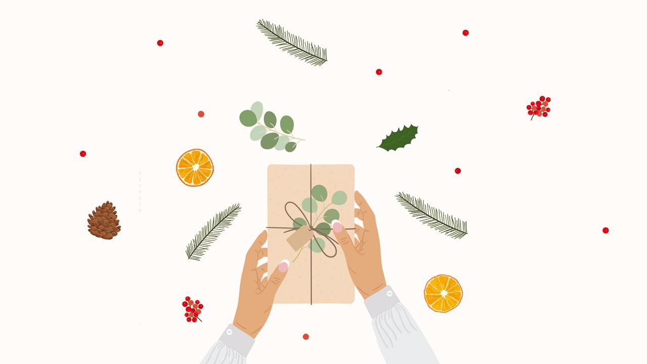 Grafik eines verpackten Weihnachtsgeschenkes