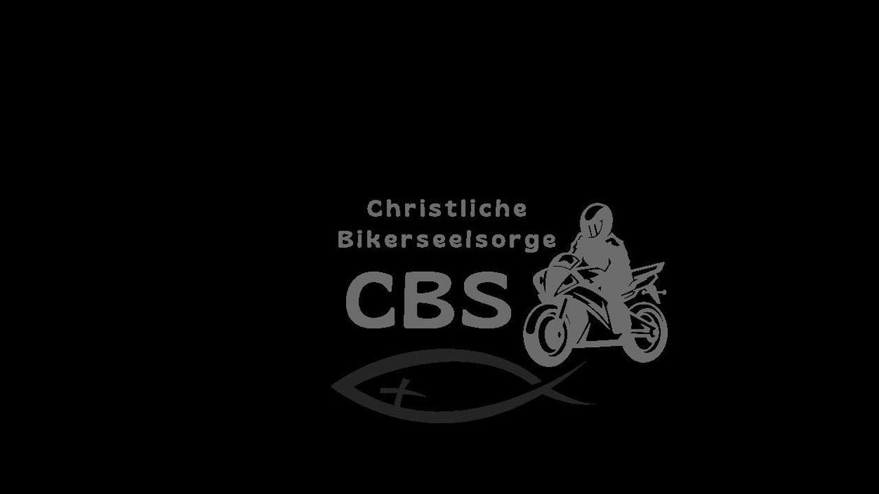 Logo mit Motorrad auf schwarzem Grund