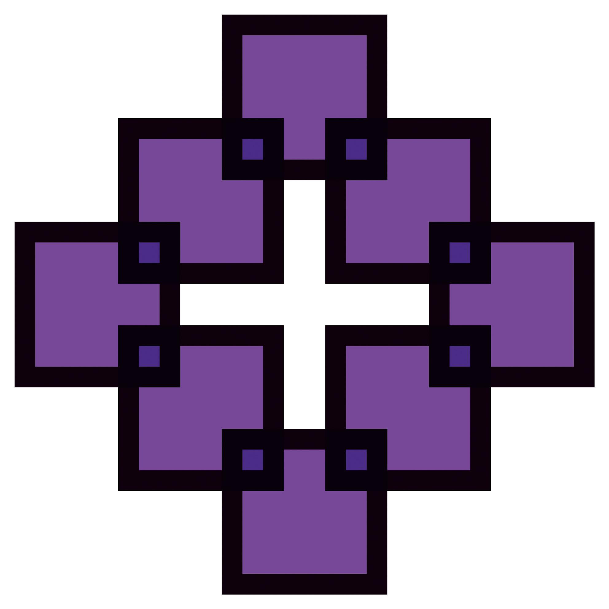 Facettenkreuz mit lila gefüllten Flächen