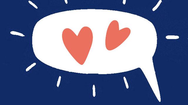 Paarversprechen Herzen in einer Sprechblase