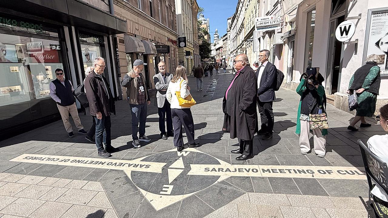 Sarajevo Fußgängerzone von Sarajevo mit Bodenmarkierung