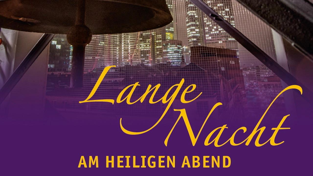 Kirchenglocke, im Hintergrund Hochhäuser in Frankfurt am Main