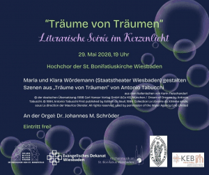 Zwischen Seifenblasen wird der Abend angekündigt